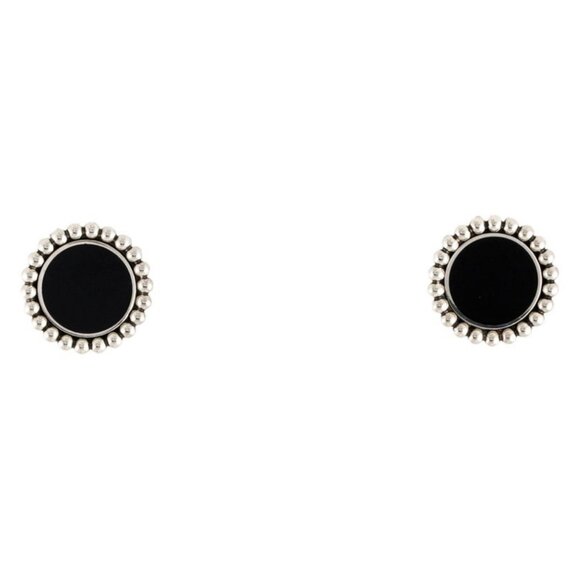 LAGOS ONYX STERLING SILVER 925  MAYA STUD EARCLIP EARRINGS - Picture 1 of 6